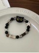 Natural Stone Resin Ceramic Shells Wooden Big Eyes Kitten Beaded Kawaii Fashion Bracelet