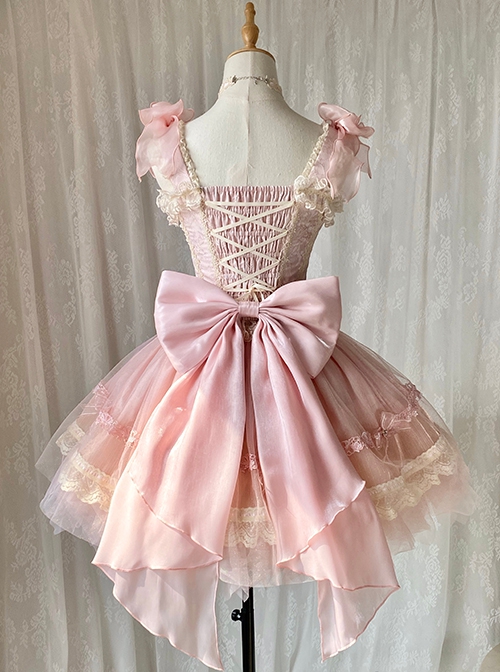 Shell Rabbit Series Pink Ballet Princess Style Dreamy Mesh Yarn Bunny Embroidery Sweet Lolita Vest Skirt Set