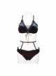 Gothic Style Sexy Velvet Stitching Lace Black And Red Swimsuit Set