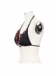 Punk Style Personalized Ruffled Chest Tie Skull Decoration Black And Red Halter Neck Swimsuit