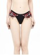 Punk Style Personality Ruffled Grid Pattern Decorated Black And Red Swim Shorts