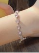 Light Luxury Chic Stylish Pink Heart Shaped Artificial Diamond Sweet Lolita Alloy Bracelet