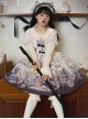 Downton Kitten Series Gorgeous Purple Doll Collar Retro Cute Childlike Cat Butler Print Sweet Lolita Puff Sleeves Dress