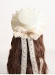 Summer Forest Style White Sweet  Handmade Lace Bowknot Elegant Pastoral Classic Lolita Ruffles Straw Hat