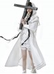 Bionic Dimension Series Ouji Fashion White Future Mechanical Style Design Embroidered Hooded Cloak Shirt Pants Set