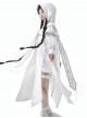 Bionic Dimension Series Ouji Fashion White Future Mechanical Style Design Embroidered Hooded Cloak Shirt Pants Set