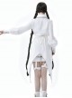 Bionic Dimension Series Ouji Fashion White Future Mechanical Style Design Embroidered Hooded Cloak Shirt Pants Set