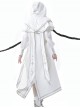 Bionic Dimension Series Ouji Fashion White Future Mechanical Style Design Embroidered Hooded Cloak Shirt Pants Set