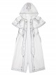 Bionic Dimension Series Ouji Fashion White Future Mechanical Style Design Embroidered Hooded Cloak Shirt Pants Set