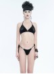 Gothic Style Sexy See Through Velvet Fabric Side Dragon Mouth Five Pointed Star Decoration Black Sexy Swimsuit Set