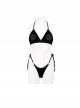 Gothic Style Sexy See Through Velvet Fabric Side Dragon Mouth Five Pointed Star Decoration Black Sexy Swimsuit Set