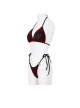 Gothic Style Sexy See Through Velvet Fabric Side Dragon Mouth Five Pointed Star Decoration Red Sexy Swimsuit Set