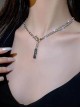 Fashionable Functional Style Futuristic Punk Jewelry Silver Double Layer Clavicle Necklace