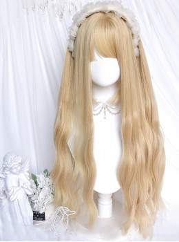 Barbie Girl Series Angel Cute Straight Bangs Elegant Blonde Fluffy Long Curly Hair Classic Lolita Wig