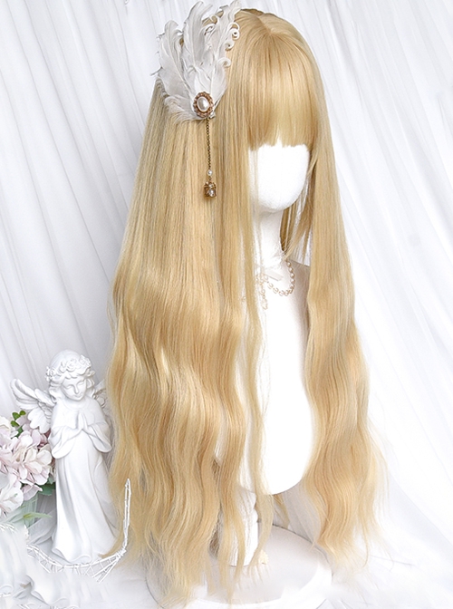 Barbie Girl Series Angel Cute Straight Bangs Elegant Blonde Fluffy Long Curly Hair Classic Lolita Wig