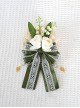 Lily Of The Valley Flower Series Handmade Rese Forest Green Elegant Lace Bowknot Classic Lolita Hairpin Brooch