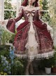 Baroque Palace Series Retro Wine Red Gorgeous Elegant Royal Lady Square Collar Lace Ribbon Bowknot Classic Lolita Dress