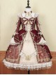 Baroque Palace Series Retro Wine Red Gorgeous Elegant Royal Lady Square Collar Lace Ribbon Bowknot Classic Lolita Dress