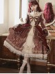 Baroque Palace Series Retro Wine Red Gorgeous Elegant Royal Lady Square Collar Lace Ribbon Bowknot Classic Lolita Dress