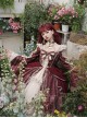 Baroque Palace Series Retro Wine Red Gorgeous Elegant Royal Lady Square Collar Lace Ribbon Bowknot Classic Lolita Dress