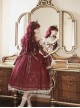 Baroque Palace Series Retro Wine Red Gorgeous Elegant Royal Lady Square Collar Lace Ribbon Bowknot Classic Lolita Dress