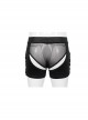 Punk Style Sexy Transparent Mesh With Bright Knit Side Eyelet Design Men's Black Shorts