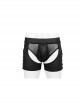 Punk Style Sexy Transparent Mesh With Bright Knit Side Eyelet Design Men's Black Shorts