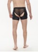 Punk Style Sexy Transparent Mesh With Bright Knit Side Eyelet Design Men's Black Shorts