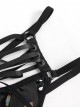 Punk Style Sexy Mirrored Leather Chest Lace Up Decoration With Eyelet Black Underwear Set