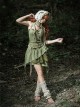 Sylph Series Summer Forest Elves Travel Wanderer Irregular Patchwork Linen Kawaii Fashion Neck Halter Dress