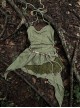 Sylph Series Summer Forest Elves Travel Wanderer Irregular Patchwork Linen Kawaii Fashion Neck Halter Dress