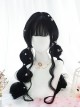 Buyak Series Fluffy Cute Air Bangs Black Egg Roll Instant Noodle Long Curly Hair Sweet Lolita Wig