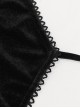 Punk Style Exquisite Velvet Fabric Splicing Lace Lace Front Center Hair Ball Decoration Black Hollow Bodysuit