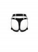 Punk Style Stretch Patent Leather Back Hollow Hip Revealing Design Black Detachable Shorts