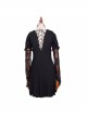 Gothic Style Reflective Organza Fabric With Ruffled Suspenders Front Center Hollow Lace Up Black Sexy Maid Sleeveless Dress