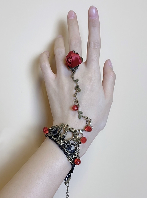 I Don'T Mind Series Thorny Flower Rose Vine Rose Lace Retro Elegant Elf Gothic Lolita Bracelet