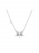 Elegant Diamond Butterfly Pearl Pendant Classic Lolita Clavicle Chain Silver Alloy Necklace