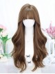 Elegant Versatile Long Curly Hair Straight Bangs Classic Lolita Daily Commute Full Head Wig