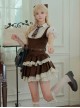 Cocoa Love Letter Series College Style Chocolate Brown British Style Lace Ruffle School Lolita Shirt Skirt Belt Tie Set