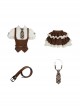 Cocoa Love Letter Series College Style Chocolate Brown British Style Lace Ruffle School Lolita Shirt Skirt Belt Tie Set