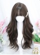 Daily Commute Sweet Elegant College Style Straight Bangs Brown Long Curly Hair Classic Lolita Wig