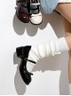 Rococo Girl Series French Style Cute Round Toe Ribbon Bowknot Daily Sweet Lolita Mid Heel Mary Jane Shoes