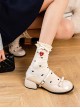 Rococo Girl Series French Style Cute Round Toe Ribbon Bowknot Daily Sweet Lolita Mid Heel Mary Jane Shoes