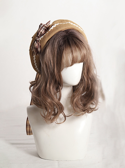 Fashion Retro Cute Sweet Lolita Satin Removable Brooch Long Ribbon Bowknot Round Beret