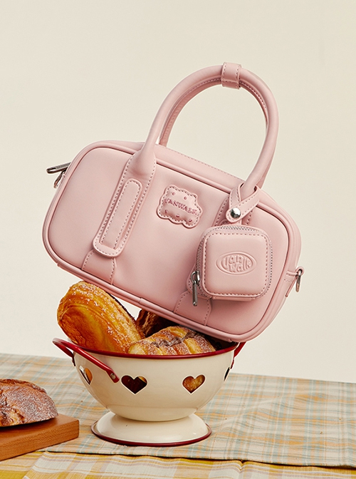 Boston Bowling British Style Versatile Cute Kawaii Fashion Chubby Bread Crossbody Leather Bag