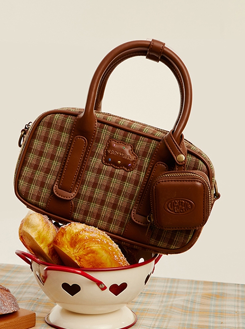 Boston Bowling British Style Versatile Cute Kawaii Fashion Chubby Bread Crossbody Leather Bag