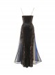 Gilt European Gothic Punk Black Golden Blue Contrast Colors Classical Slim Sexy Swing Halter Tube Top Dress