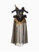 Gilt Classic Gothic Punk Gorgeous Retro Palace Style European Slim Mercerized Fishbone Corset Gown Skirt Set