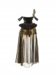 Gilt Classic Gothic Punk Gorgeous Retro Palace Style European Slim Mercerized Fishbone Corset Gown Skirt Set