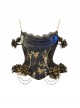 Manual Gilt European Gorgeous Gothic Punk Black Golden Print 3D Rose Slim Waist Sexy Fishbone Mercerized Corset